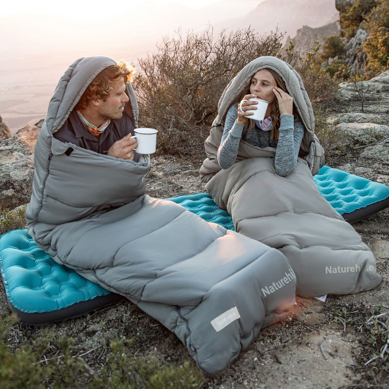 Спальный мешок Naturehike CNK2350WS023 MS300 с капюшоном, зеленый, молния справа